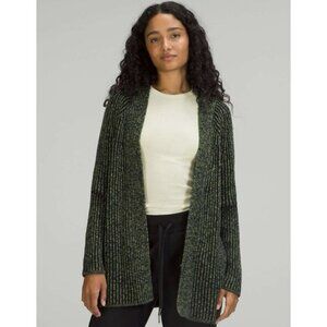 Lululemon Cotton-Cashmere Blend Sweater Wrap Green Foliage Sz 8 EUC